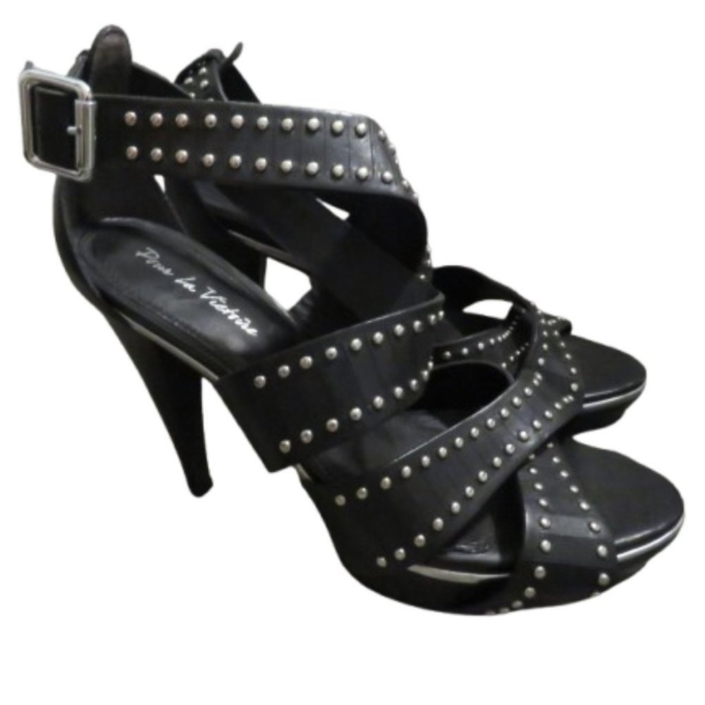 Pour La Victoire Black Studded Heels